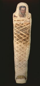 ローマ時代の羽原で発掘されたミイラと肖像画、紀元前30年から紀元前395年、エジプト、紀元80年から110年（木材に腐食性）